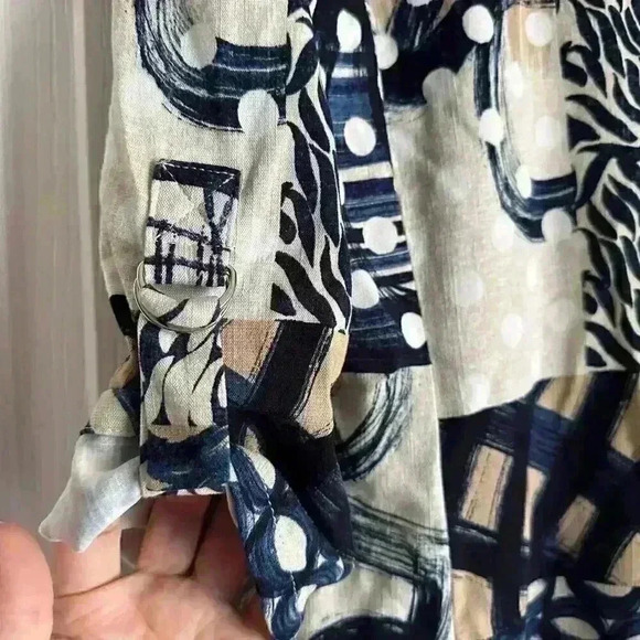 Joseph Ribkoff Abstract Woven Blazer Style Beige Blue Coastal Sz 8 - Picture 6 of 6